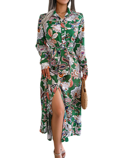 Spring/Summer Retro Floral Shirt Dress for Women