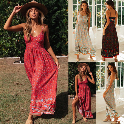 Summer Bohemian Floral Maxi Dress for Women