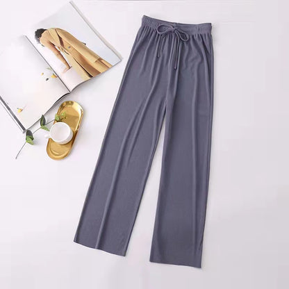Summer High-Waist Wide-Leg Knit Pants for Women