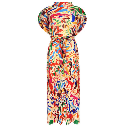Printed Mid-Length Dress for Women - Summer 2024 Style