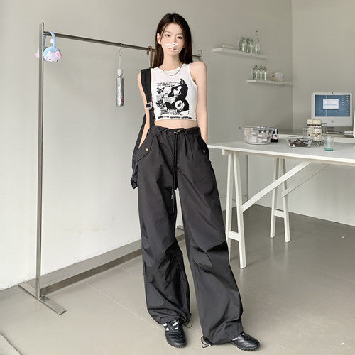 High Waist Wide Leg Streetwear Jogger Pants for Women
