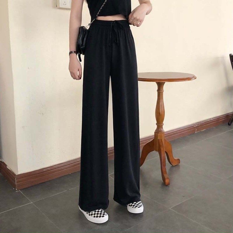 Summer High-Waist Wide-Leg Knit Pants for Women