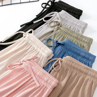 Summer High-Waist Wide-Leg Knit Pants for Women