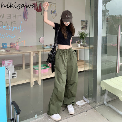 High Waist Wide Leg Streetwear Jogger Pants for Women