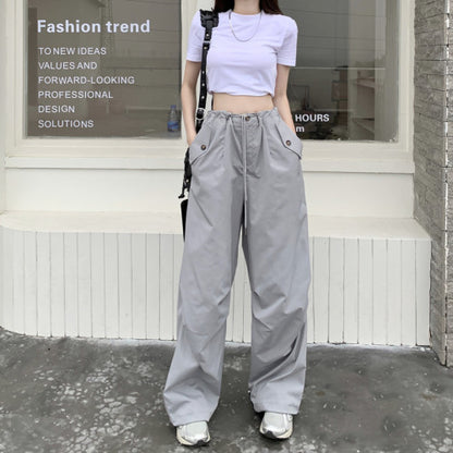 High Waist Wide Leg Streetwear Jogger Pants for Women