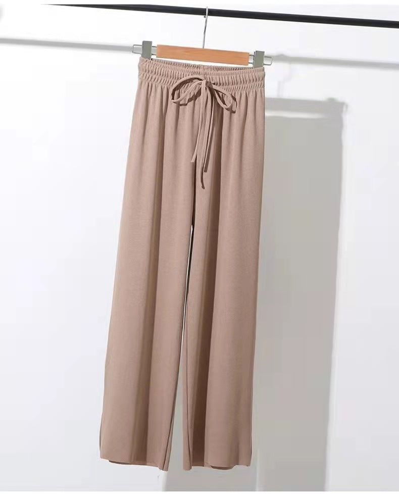 Summer High-Waist Wide-Leg Knit Pants for Women