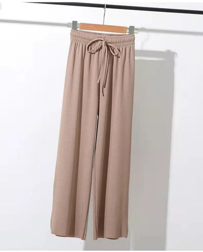 Summer High-Waist Wide-Leg Knit Pants for Women