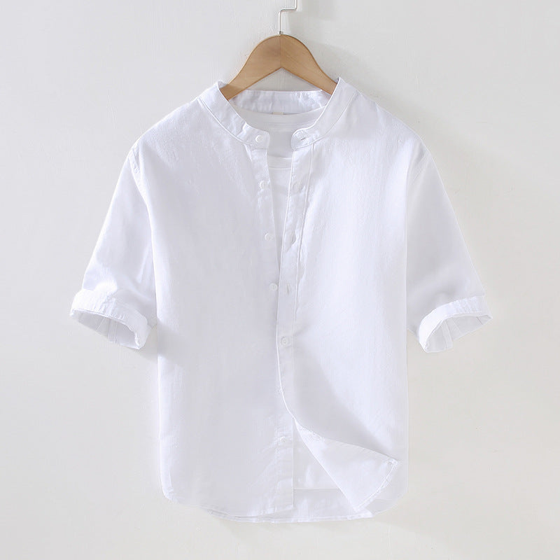 Men's Loose Linen Short Sleeve Shirt - Summer Style