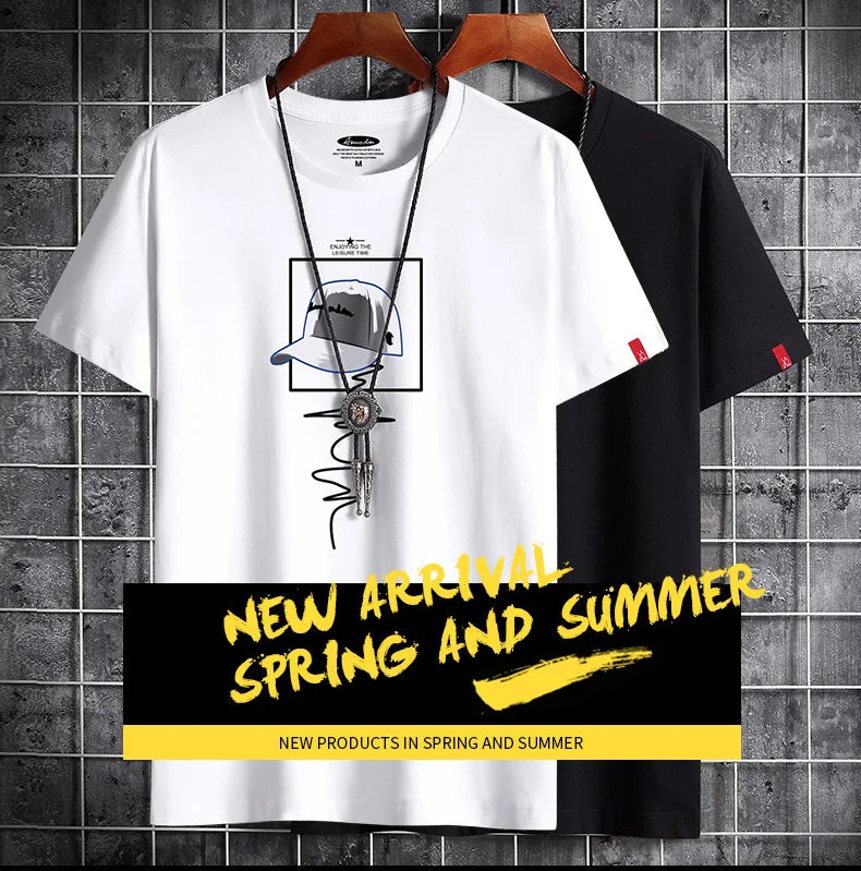 T Shirt for Men 2023 Clothing Fitness White O Neck Anime Man T-shirt For Male Oversized S-6XL New Men T-shirts Goth Punk