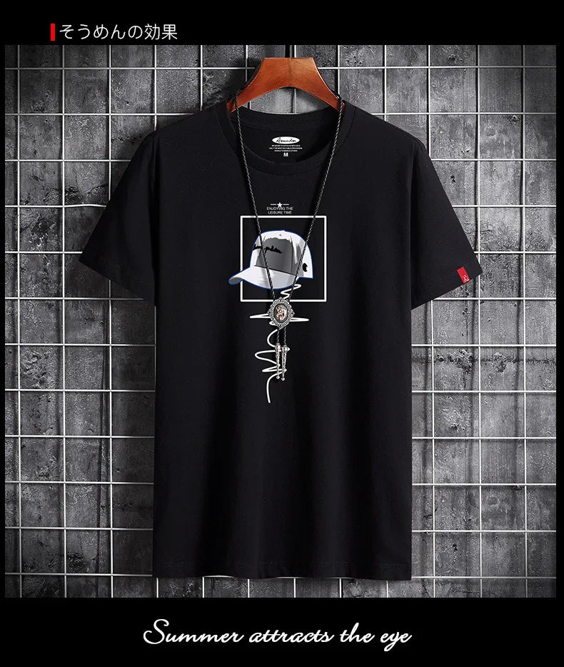 T Shirt for Men 2023 Clothing Fitness White O Neck Anime Man T-shirt For Male Oversized S-6XL New Men T-shirts Goth Punk