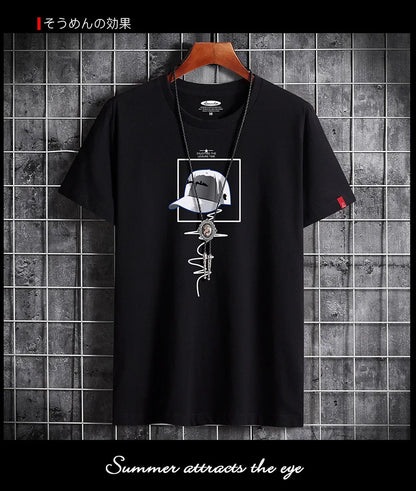 T Shirt for Men 2023 Clothing Fitness White O Neck Anime Man T-shirt For Male Oversized S-6XL New Men T-shirts Goth Punk
