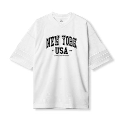 Oversized Mens Sport Half Sleeves T-Shirt Mesh Loose Quick Dry Breathable Running Shirt Gym Fitness Bodybuilding Muscle Tee Tops