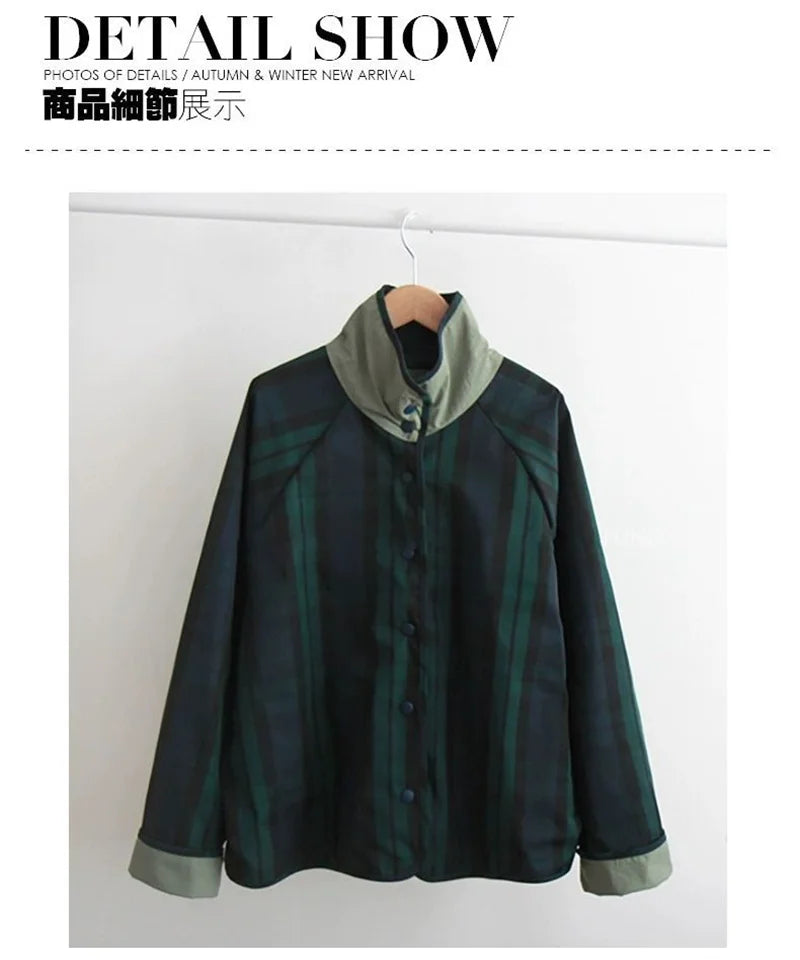 Women's Jacket New Fashion Double-sided Wear Joker Plaid Jacket Women's Spring and Autumn new Loose Jacket Short Trench Coat