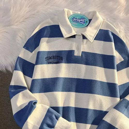 T Polo Shirts For Men Black Tops Oversize Male Clothes Big Size Embroidery Stripe Luxury Casual Full Sleeve High Brand Aesthetic