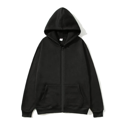 Oversize Women Hoodies Casual Solid Zip Up Hooded Sweatshirt Harajuku Korean Loose Couple Hoodie Jacket Coat Streetwear