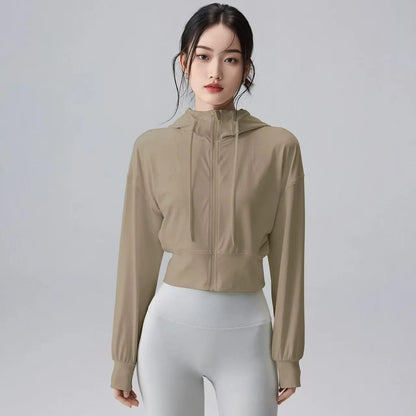 Hooded casual jacket women's outdoor loose sports jacket