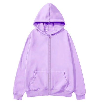 Oversize Women Hoodies Casual Solid Zip Up Hooded Sweatshirt Harajuku Korean Loose Couple Hoodie Jacket Coat Streetwear