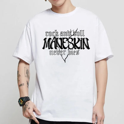 Oversized T Shirt Graphic Maneskin Street Fashion Women Aesthetic Summer Harajuku Streetwear Hip Hop Casual Musical Shirts