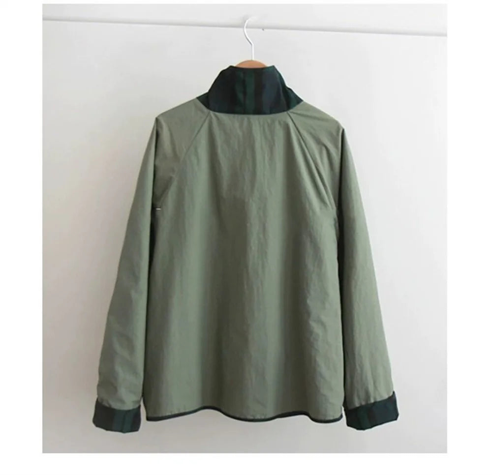 Women's Jacket New Fashion Double-sided Wear Joker Plaid Jacket Women's Spring and Autumn new Loose Jacket Short Trench Coat