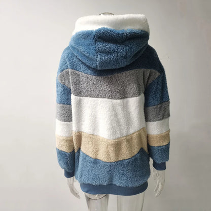 Oversized Jacket for Women Coat 2025 Autumn Winter Warm Plush Pocket Hooded Streetwear Loose Lady Zipper Cashmere Outerwear Coat