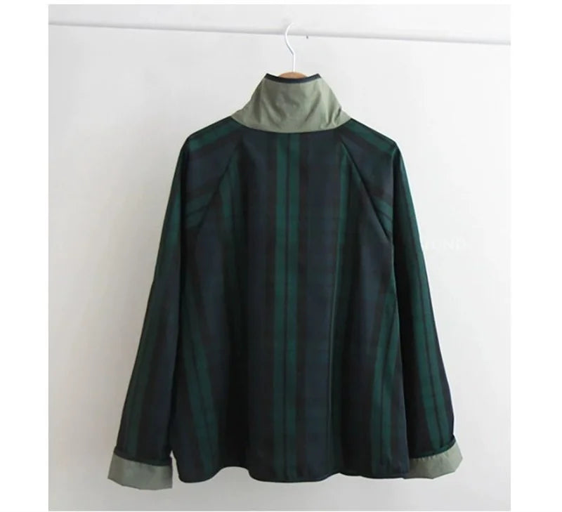 Women's Jacket New Fashion Double-sided Wear Joker Plaid Jacket Women's Spring and Autumn new Loose Jacket Short Trench Coat