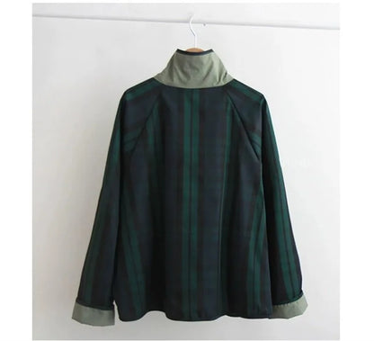 Women's Jacket New Fashion Double-sided Wear Joker Plaid Jacket Women's Spring and Autumn new Loose Jacket Short Trench Coat
