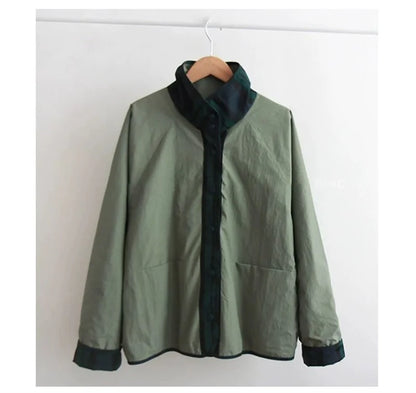 Women's Jacket New Fashion Double-sided Wear Joker Plaid Jacket Women's Spring and Autumn new Loose Jacket Short Trench Coat