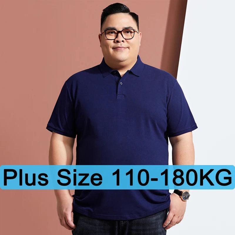 Men Plus Size Polo Shirt Oversized 6XL 7XL Summer Short Sleeve T Shirts Black Loose Male Shirt
