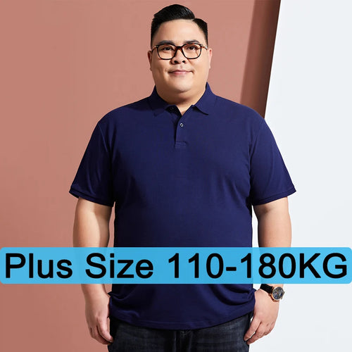Men Plus Size Polo Shirt Oversized 6XL 7XL Summer Short Sleeve T Shirts Black Loose Male Shirt