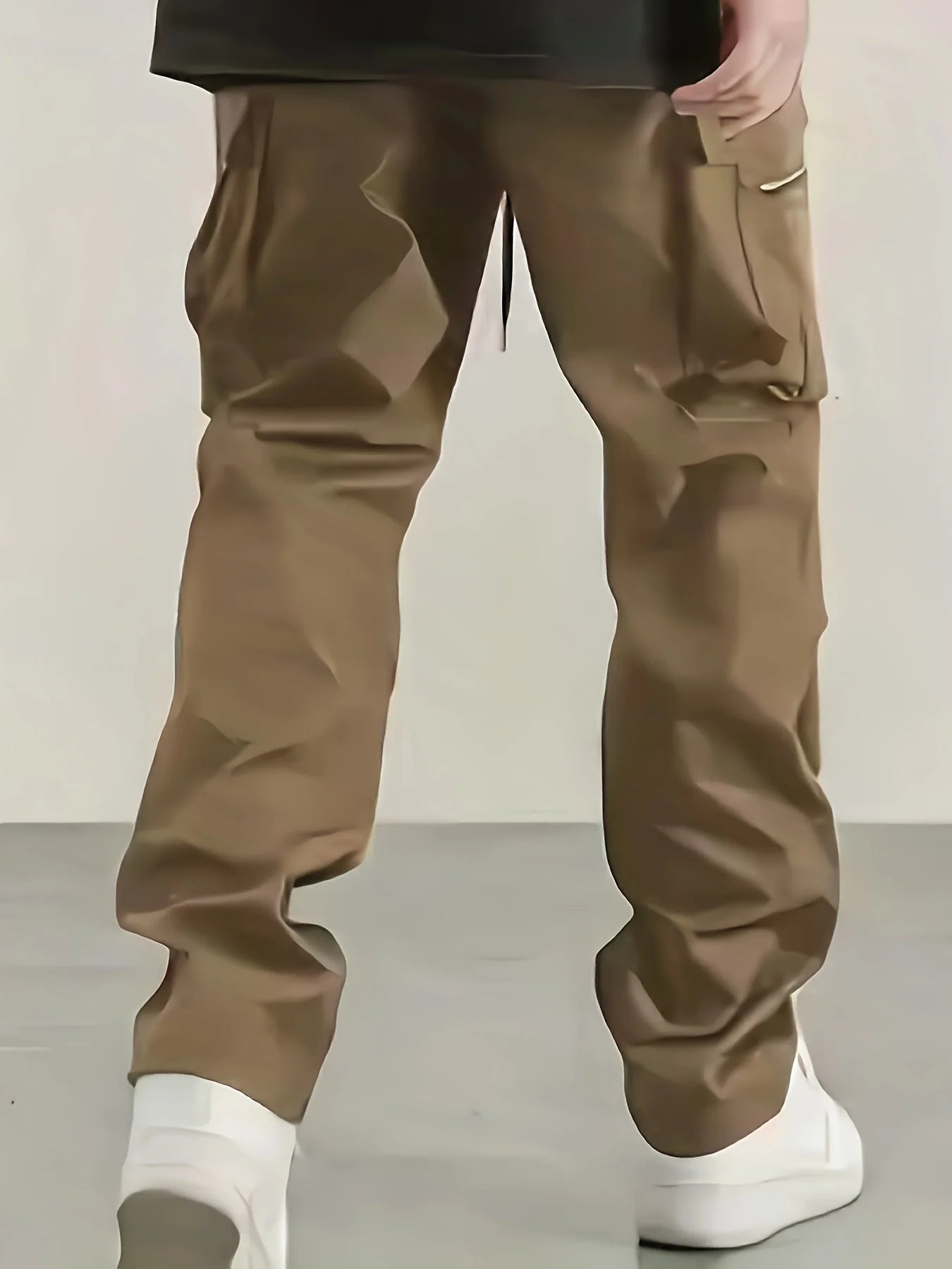 Cargo Pants Men High Street Fashion Multi Pockets Pant Elastic Waist Drawsting Casual Pants Autumn Spring Outdoor Loose Trousers