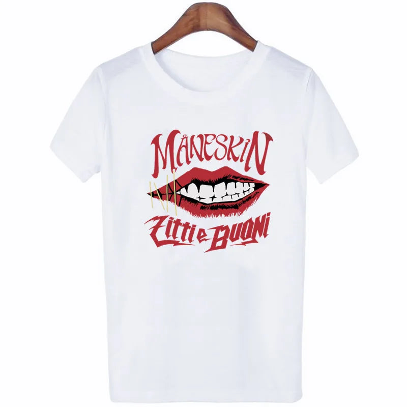 Oversized T Shirt Graphic Maneskin Street Fashion Women Aesthetic Summer Harajuku Streetwear Hip Hop Casual Musical Shirts