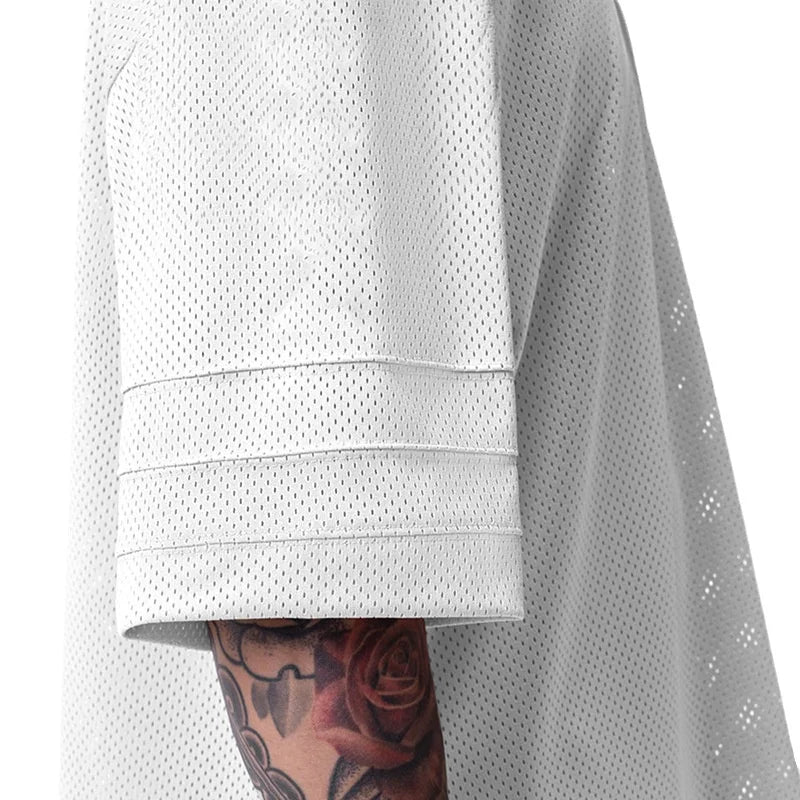 Oversized Mens Sport Half Sleeves T-Shirt Mesh Loose Quick Dry Breathable Running Shirt Gym Fitness Bodybuilding Muscle Tee Tops