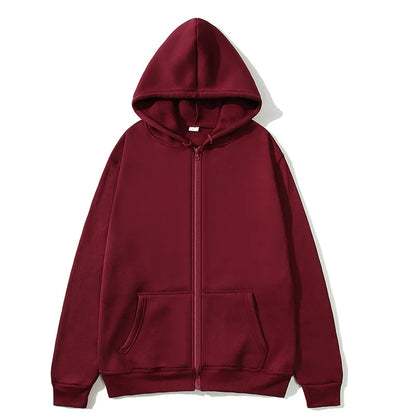 Oversize Women Hoodies Casual Solid Zip Up Hooded Sweatshirt Harajuku Korean Loose Couple Hoodie Jacket Coat Streetwear
