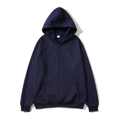Oversize Women Hoodies Casual Solid Zip Up Hooded Sweatshirt Harajuku Korean Loose Couple Hoodie Jacket Coat Streetwear