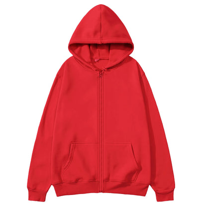 Oversize Women Hoodies Casual Solid Zip Up Hooded Sweatshirt Harajuku Korean Loose Couple Hoodie Jacket Coat Streetwear