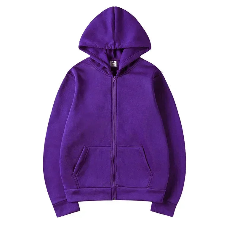 Oversize Women Hoodies Casual Solid Zip Up Hooded Sweatshirt Harajuku Korean Loose Couple Hoodie Jacket Coat Streetwear