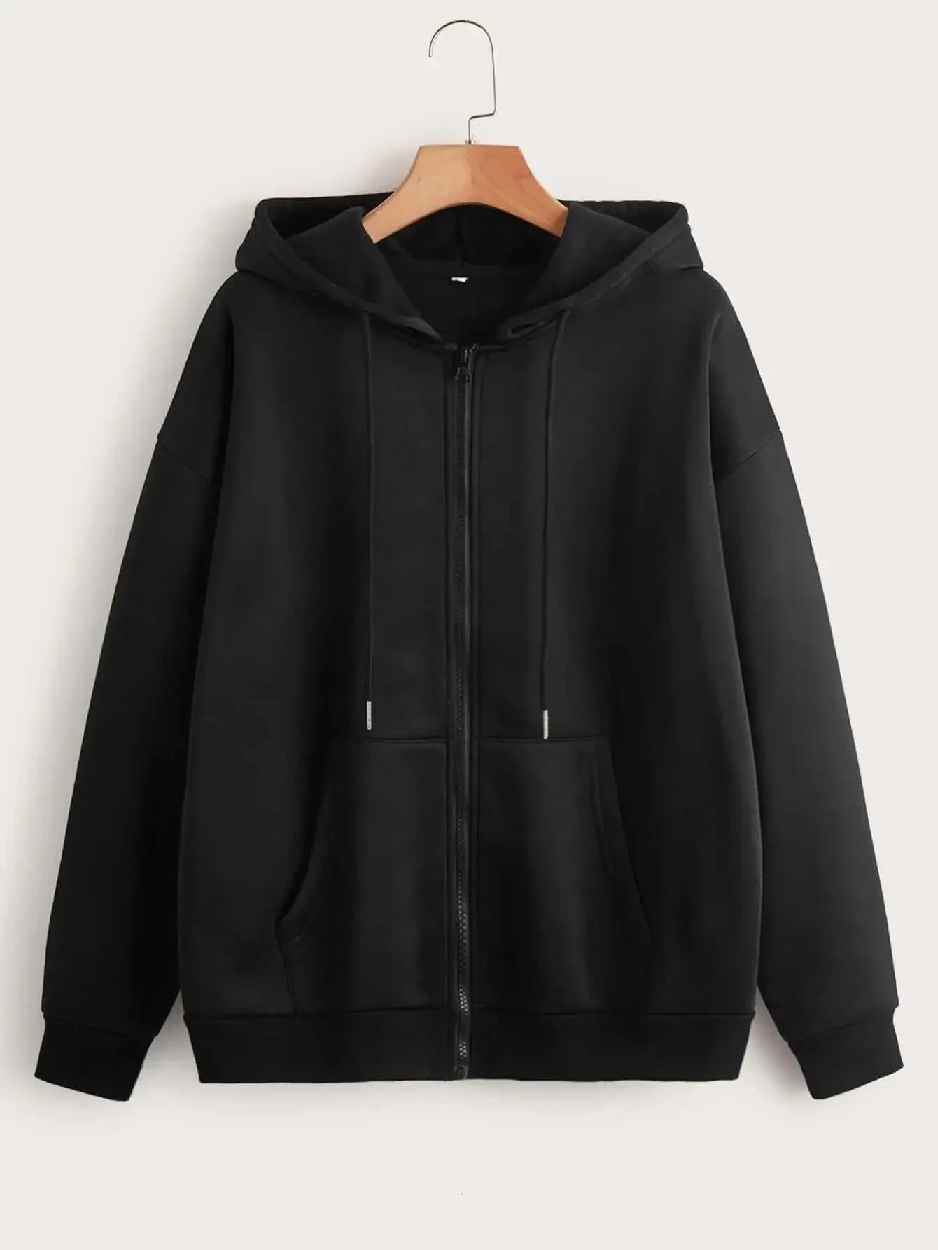 Oversize Women Hoodies Casual Solid Zip Up Hooded Sweatshirt Harajuku Korean Loose Couple Hoodie Jacket Coat Streetwear