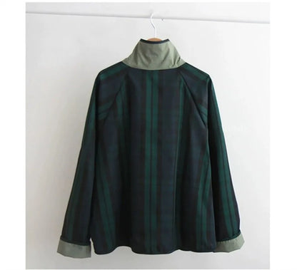 Women's Jacket New Fashion Double-sided Wear Joker Plaid Jacket Women's Spring and Autumn new Loose Jacket Short Trench Coat