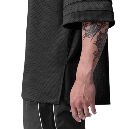 Oversized Mens Sport Half Sleeves T-Shirt Mesh Loose Quick Dry Breathable Running Shirt Gym Fitness Bodybuilding Muscle Tee Tops