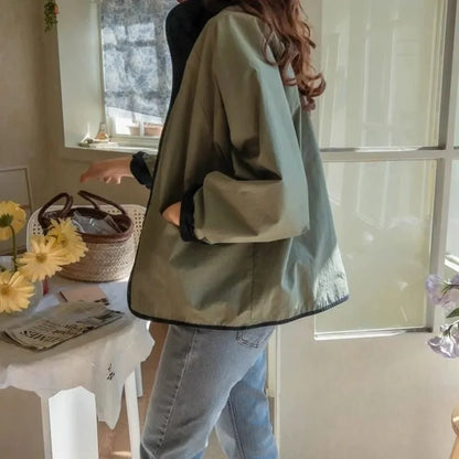 Women's Jacket New Fashion Double-sided Wear Joker Plaid Jacket Women's Spring and Autumn new Loose Jacket Short Trench Coat