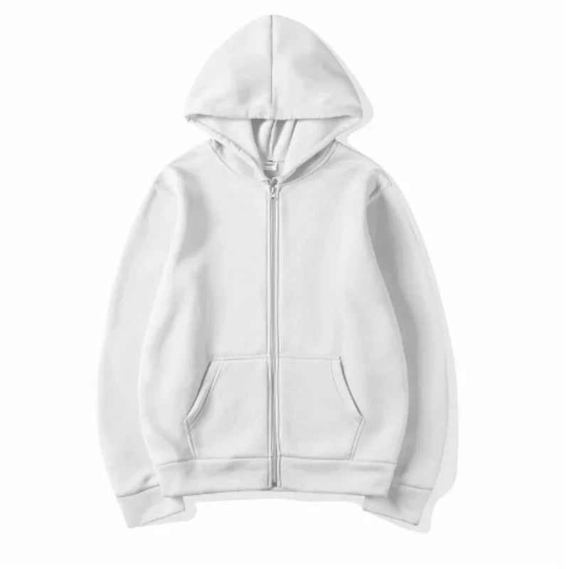 Oversize Women Hoodies Casual Solid Zip Up Hooded Sweatshirt Harajuku Korean Loose Couple Hoodie Jacket Coat Streetwear