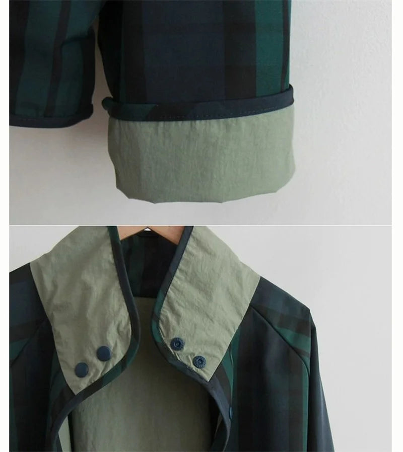Women's Jacket New Fashion Double-sided Wear Joker Plaid Jacket Women's Spring and Autumn new Loose Jacket Short Trench Coat