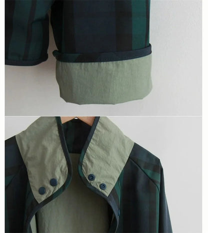 Women's Jacket New Fashion Double-sided Wear Joker Plaid Jacket Women's Spring and Autumn new Loose Jacket Short Trench Coat