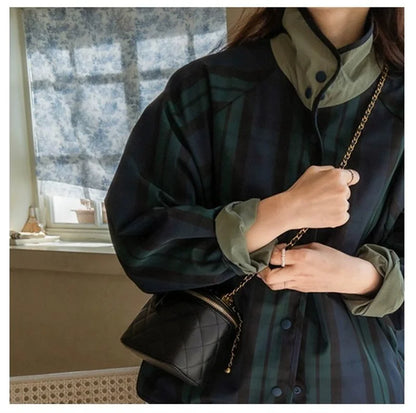 Women's Jacket New Fashion Double-sided Wear Joker Plaid Jacket Women's Spring and Autumn new Loose Jacket Short Trench Coat