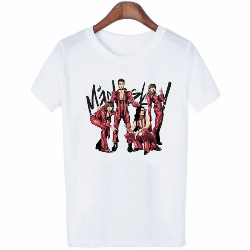 Oversized T Shirt Graphic Maneskin Street Fashion Women Aesthetic Summer Harajuku Streetwear Hip Hop Casual Musical Shirts