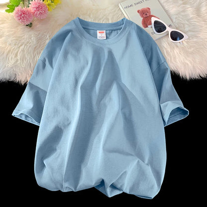 Oversized Summer Short Sleeve Men's T Shirt New Fashion Solid Loose O-Neck T Shirts Mens Cotton Hip Hop Streetwear Top Tees 5XL