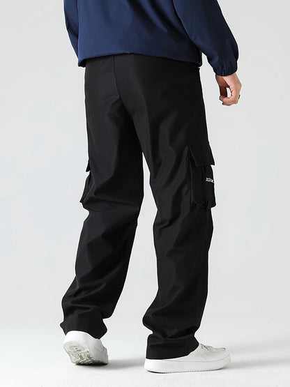 Cargo Pants Men High Street Fashion Multi Pockets Pant Elastic Waist Drawsting Casual Pants Autumn Spring Outdoor Loose Trousers