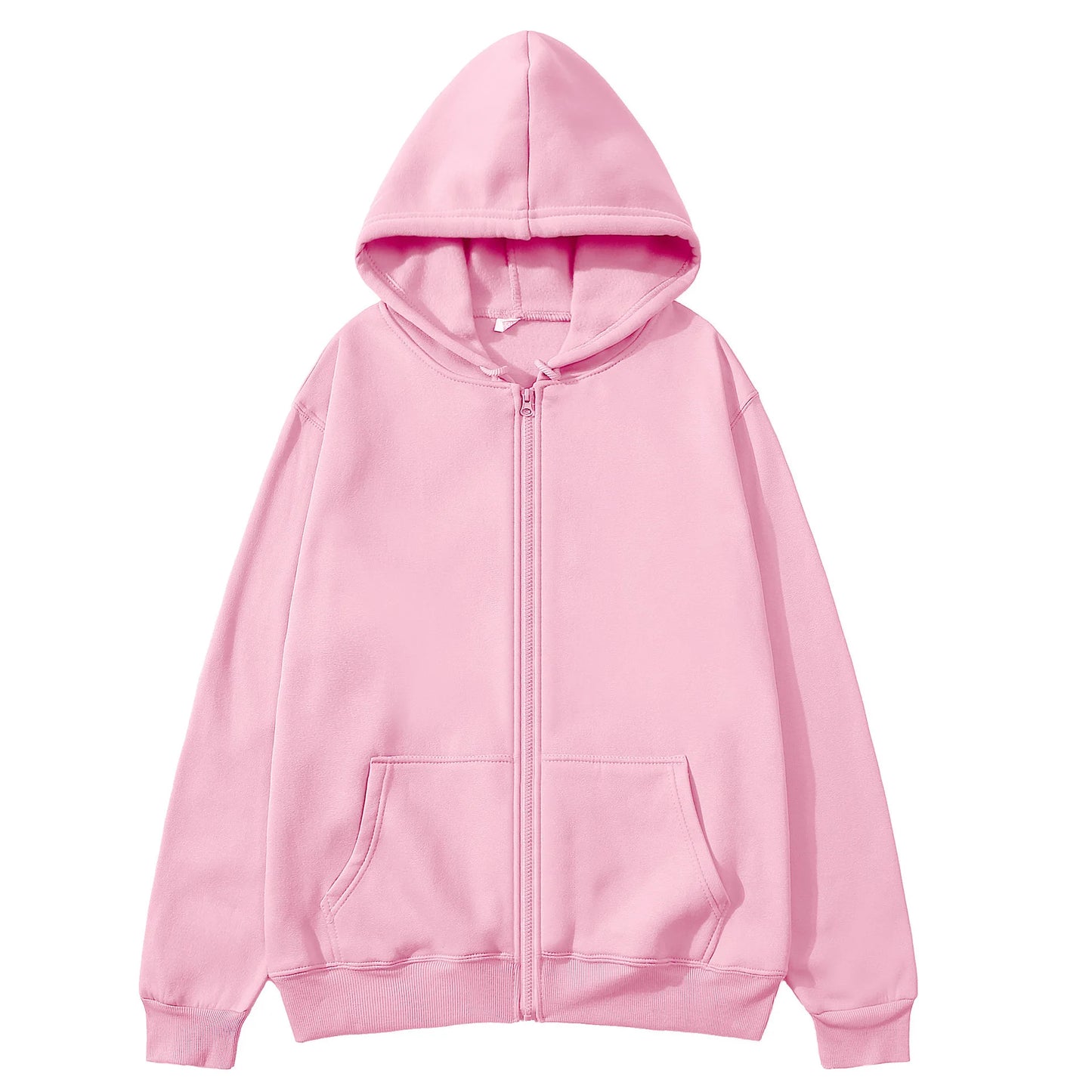 Oversize Women Hoodies Casual Solid Zip Up Hooded Sweatshirt Harajuku Korean Loose Couple Hoodie Jacket Coat Streetwear