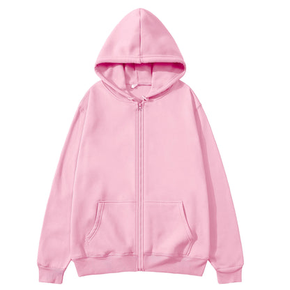 Oversize Women Hoodies Casual Solid Zip Up Hooded Sweatshirt Harajuku Korean Loose Couple Hoodie Jacket Coat Streetwear