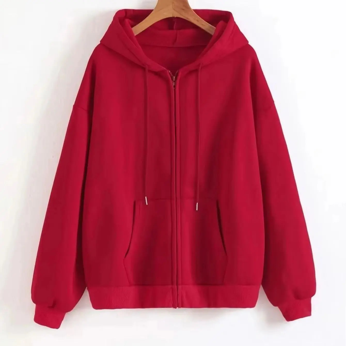 Oversize Women Hoodies Casual Solid Zip Up Hooded Sweatshirt Harajuku Korean Loose Couple Hoodie Jacket Coat Streetwear